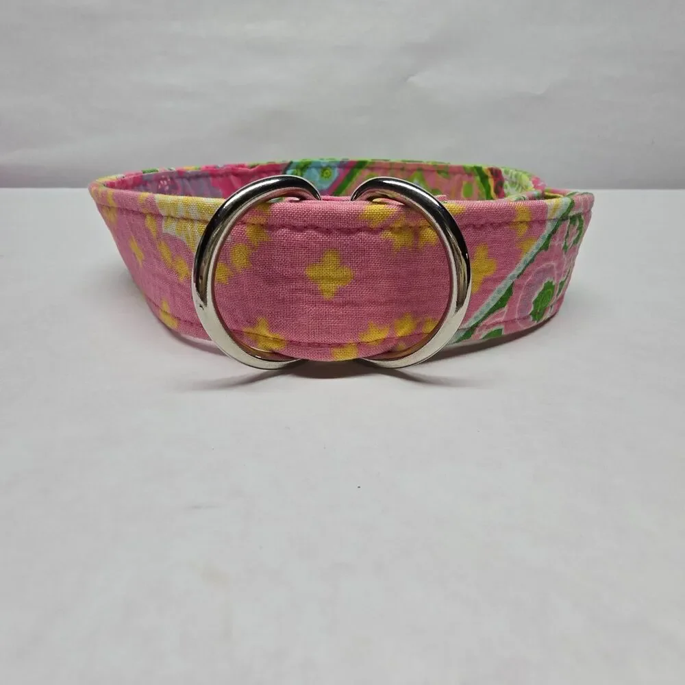 Oliver Green Preppy Pink & Green D Ring Belt Size Small
